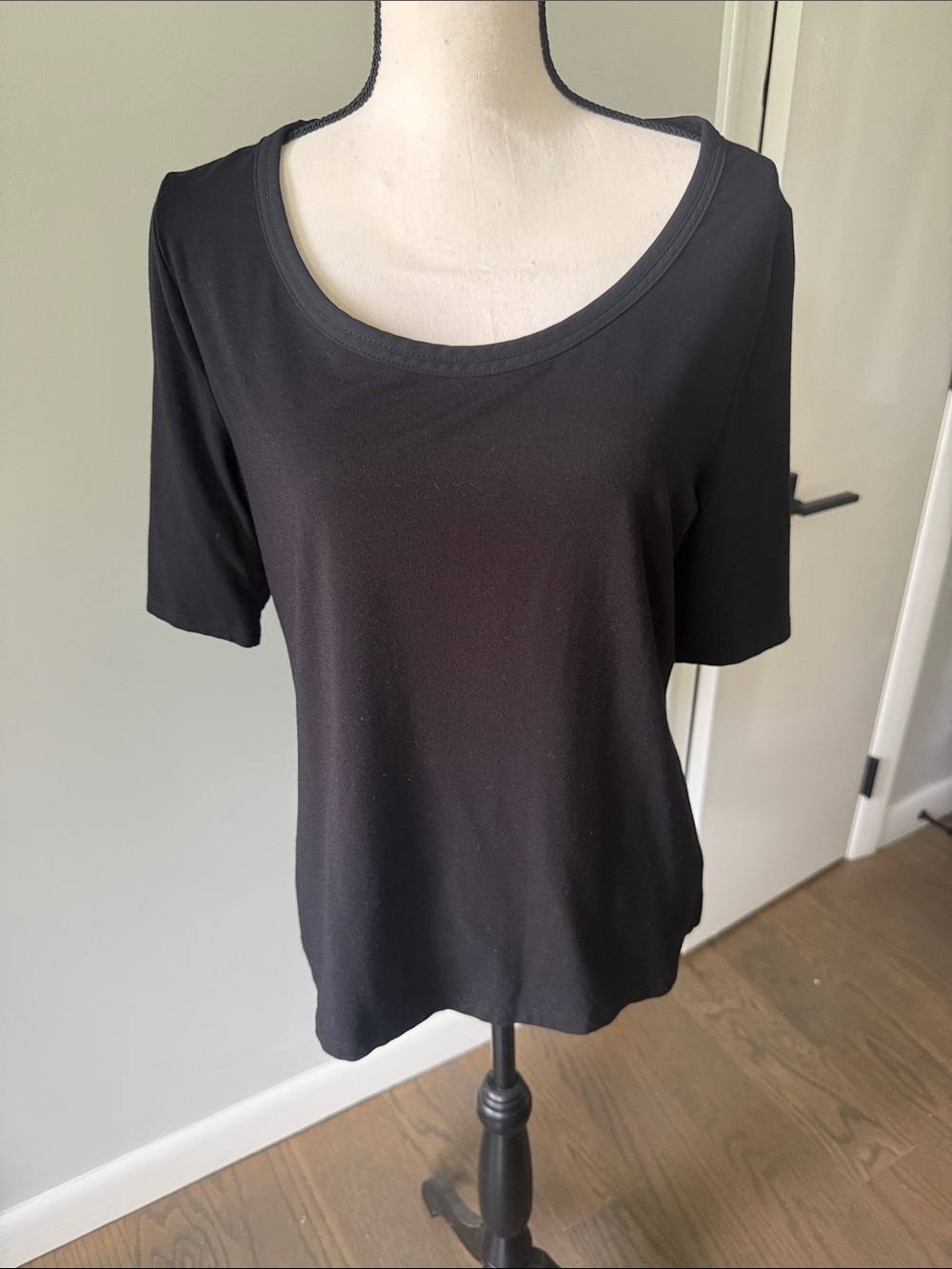 Talbots Black Scoop Neck Short Sleeve Tee